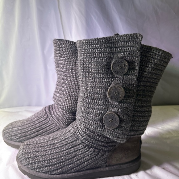 UGG Gray Knit Heeled Boots - Picture 5 of 14